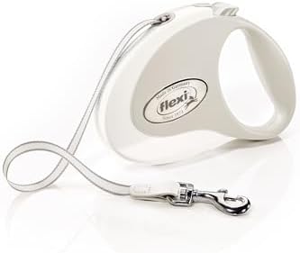 FLEXI® Style Tape Retractable Dog Leash, Medium, 16 ft - White/Grey by Flexi