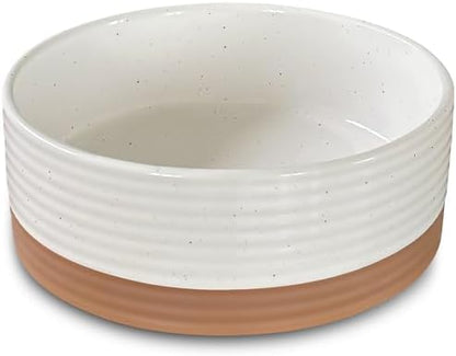 Mora Ceramic Pet Bowl Size Medium - Food/Water Dish for Large Puppies, Cats, Retrievers, Medium Sized Dogs, ect. 28oz or 4 Cups - Basic Bowls for Your Dog or Cat, Mix and Match for a Set - Vanilla by MORA