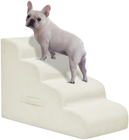 Mesa Lemon 4 Step Dog Stairs Pet Ramp for High Beds, Sofas and Cars by MesaLemon