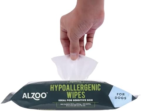 ALZOO Hypoallergenic Dog Grooming Wipes with Witch Hazel, 100% Plant-Based Formula, Gentle Daily Pet Wipes for Dogs, 100 Count by ALZOO
