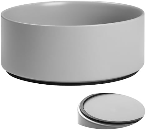 Large Dog Bowls, Non Slip Heavy Ceramic Dog Food and Water Bowl with Silicone Base, 8" Pet Feeding Bowl for Small, Medium, and Big Dogs (Grey, 8 Inches) by Kitwinney