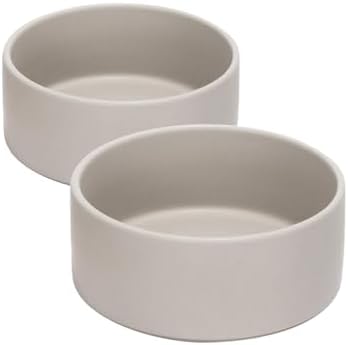 SPUNKYJUNKY 28.7OZ Ceramic Dog and Cat Bowl, Modern Cute Weighted Food Water Bowl for Replacement Grey (2 Pack) by SPUNKYJUNKY