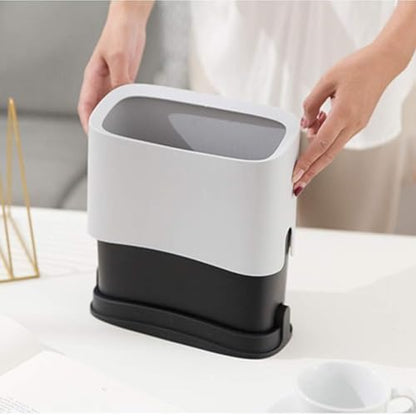 White Cat Litter Scoop Holder, Mini Trash Can with Lid - Image 4