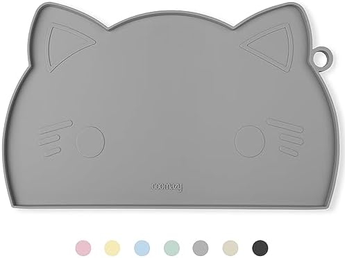 Coomazy Cat Food & Water Mat Thicker Non-Slip Silicone Mat with Raised Edge by Coomazy
