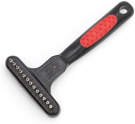 Jeffers Pet Magic Spring Undercoat Rake for Dogs & Cats, Pet Deshedding Brush, Undercoat Hair Removal Rake, Grooming Tool for Detangling, Removing Fur & Mats, Red Black Handle - Single Row 13 Pins by Jeffers