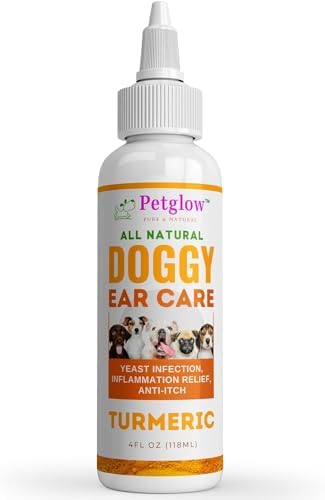 PetGlow Dog Ear Cleaner Infection for Yeast with Turmeric. Natural Ear Therapy eliminates Painful Ear infections, Odor, Wax, and Stops Chronic Ear Itch. by PetGlow