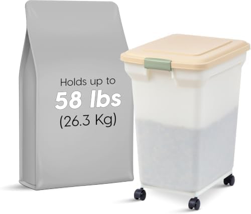 IRIS USA Dog Food Storage Container, Up to 58lbs, Almond/Pearl, Made in USA - Image 4
