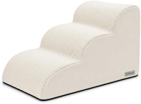 3-Step Foam Dog Stairs for Small Dogs, Couch & Bed, Beige by LARDJASE