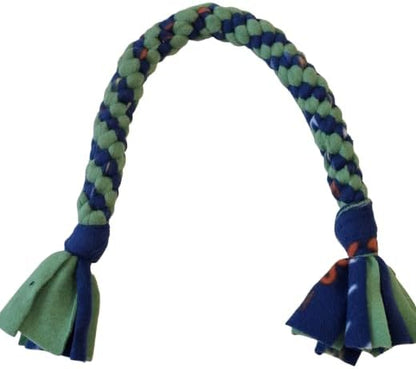 Dog Puppy Tug Pull Toy Rope Play Durable Interactive Entertaining Heavy Duty Fleece Round Square Braid by Knots SO Fast (Blue Green)