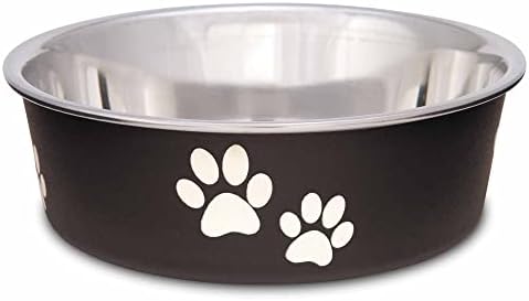 Loving Pets Bella Dog Bowls- Stainless Steel Dog & Cat Bowls - Spill Proof Dog Food Bowl, Cat Bowl, Puppy Essentials & Pet Supplies Great for Home & Travel (Small 10-20 lbs, Espresso) by Loving+Pets