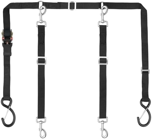 Truck Bed Dog Tether for Two Dogs,Ratchet Tightening Adjustable Double Safety Truck Bed Dog Leash System for Pickup, SUV, Cars & Trucks by SKIPWALL