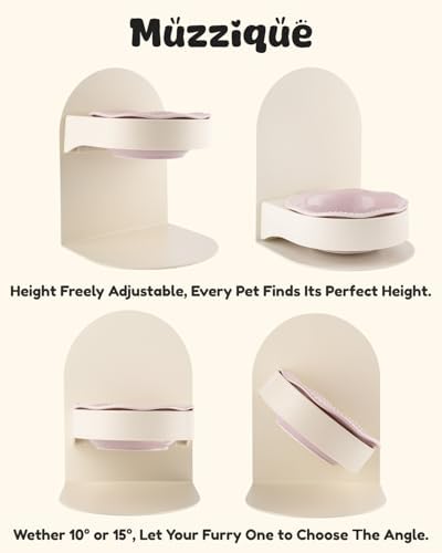 Elevated Ceramic Cat Bowl, W/Raised Adjustable Height Metal Magnetic Stand - Image 4