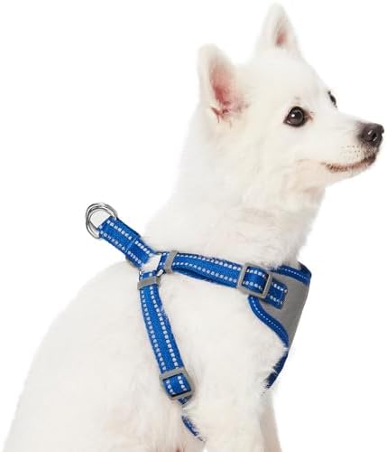 Blueberry Pet Pastel Colored Reflective Dog Harness with Seatbelt Clip – Adjustable No-Pull Pet Vest for Walking and Car Safety, Large Size in Navy Blue - Image 3