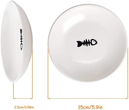 3 Ceramic Cat Plates with Non-Slip Mat, Wide Shallow Bowls for Wet/Dry Food - Image 4