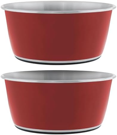 Master Pet Supply Stainless Steel Dog Bowls Set of 2 - Crimson - 32 Oz by MasterPetSupply