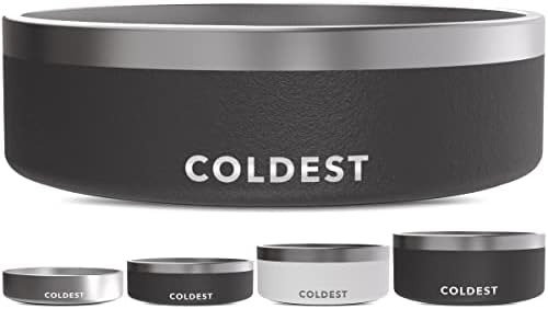 Coldest Dog Bowl - Anti Rust Metal, Non Slip, 3 Layers Insulated Stainless Steel Dog Bowls - Spill Proof & Heavy Duty - Water Bowl for Dogs, Cats & Pets, Dish Washer Safe (42 oz, Stealth Black) by Coldest