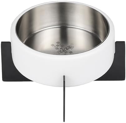 DBL3000E Intersecta Small/Medium Concrete and Stainless Steel Bowl 16oz (2 Cups) with Metal Stand Pet Feeder, White/Black by THELICKERSTORE