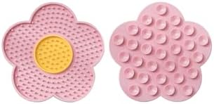 QWINEE Lick Mat for Dogs Cats Flower Shaped Pet Slow Feeder Dog Cat Puppy Bowl Lick Pad for Dog Fun Alternative to Slow Down Eat for Small Medium Large Dogs Pink One-Size by QWINEE