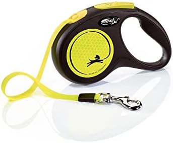 FLEXI® Neon Tape Retractable Dog Leash, Small, 16 ft - Neon Yellow/Black by Flexi