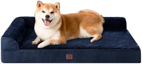 EHEYCIGA Memory Foam Dog Bed Large Size Dogs, Orthopedic Dog Bed Large with Washable Removable Cover, Waterproof Pet Sofa Couch with Nonskid Bottom, 36x27x6, Navy Blue by EHEYCIGA