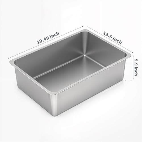 Kirecoo Large Stainless Steel Cat Litter Box High Sided, Non-Stick - Image 2