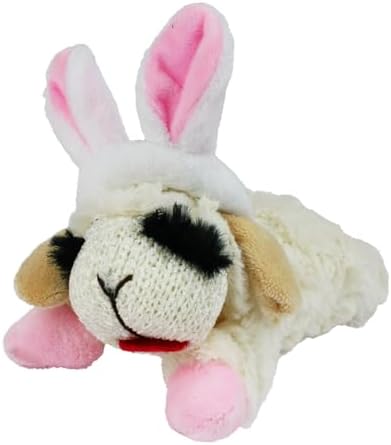 Multipet Lamb Chop Dog Plush Toy w/Easter Bunny Ears - Squeaky Toy for All Dogs - Extra Soft Plush - Stuffed Animal for Cuddling & Playing (6”, Cream/Pink) by Multipet