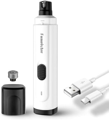 Pet Nail Grinder for Dogs - Quiet 2-Speed Type-C Rechargeable Dog Nail Trimmer, Low Noise Paw Grooming for Dogs & Cats (White) by Fumeister