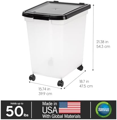 IRIS USA Dog Food Storage Container, Up to 50 lbs, Black, Made in USA - Image 3