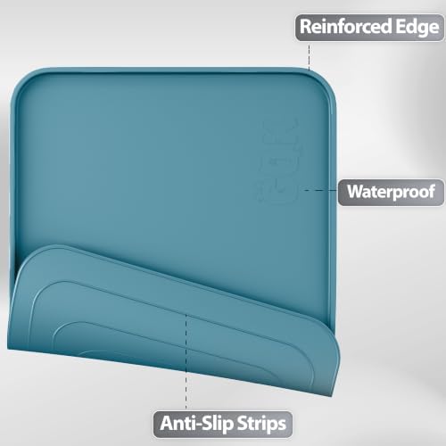 Silicone Dog Cat Food Mat Extra Thick Raised Edge, 24"x16" Slate Blue - Image 6