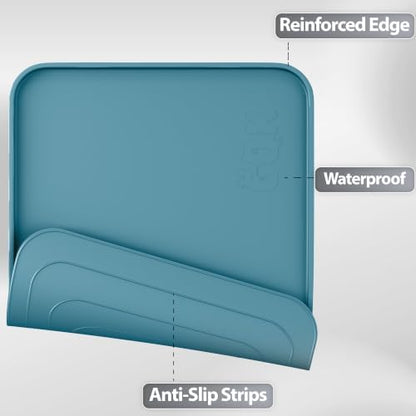 Silicone Dog Cat Food Mat Extra Thick Raised Edge, 24"x16" Slate Blue - Image 6