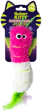 Quirky Kitty Glowing Forest Glow Worm Kicker Catnip Cat Toy for Pounce Play by QuirkyKitty