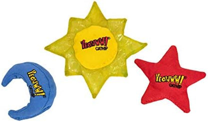 YEOWWW Catnip Cat Toy for Indoor and Outdoor Cats -Premium Quality Strong Catnip Toys for Cats (1x Crinkle Catnip Toy Sun 1 x Moon 1x Star) - Image 2