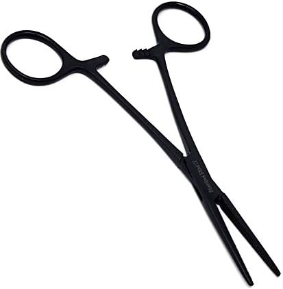 Dog Pet Ear/Nose Hair Puller Grooming Hemostat Locking Forceps Pliers, 5.5" (14cm), Straight (Black) by A2ZSCILAB