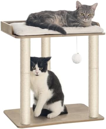 FourFurPets Modern Cat Tree for Large Cats, Full Sisal Cat Scratching Post by FourFurPets