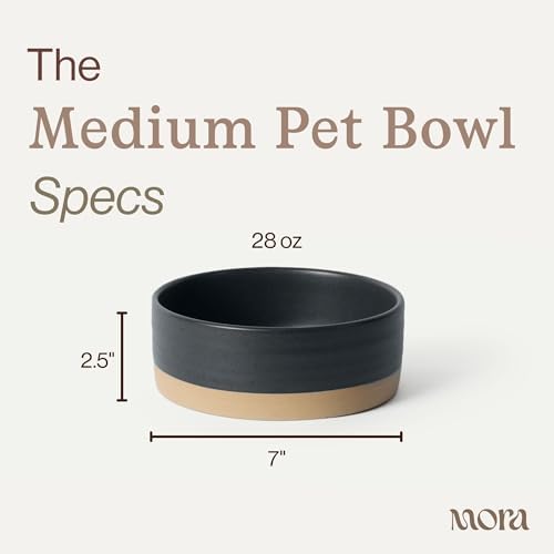 Mora Ceramic Pet Bowl Size Medium - Food/Water Dish for Large Puppies, Cats, Retrievers, Medium Sized Dogs, ect. 28oz or 4 Cups - Basic Bowls for Your Dog or Cat, Mix and Match for a Set - Liquorice - Image 2