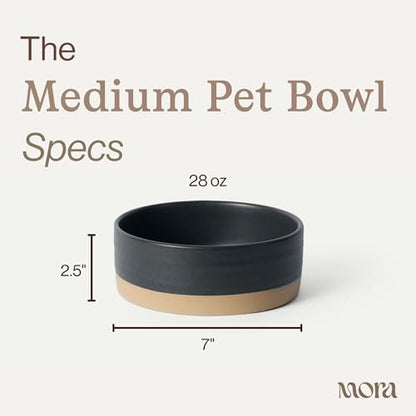 Mora Ceramic Pet Bowl Size Medium - Food/Water Dish for Large Puppies, Cats, Retrievers, Medium Sized Dogs, ect. 28oz or 4 Cups - Basic Bowls for Your Dog or Cat, Mix and Match for a Set - Liquorice - Image 2