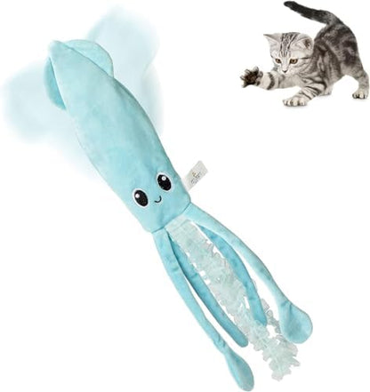 Pet Craft Supply Flipper Flopper Interactive Electric Realistic Flopping Wiggling Moving Fish Potent Catnip and Silvervine Cat Toy Sassy Squid, All Breed Sizes by PetCraftSupplyCo