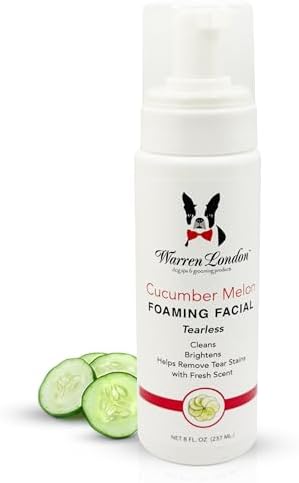 Warren London Foaming Pet Facial | Tear Free Dog Face Wash | Tearless Dog Shampoo for Faces & Dog Eye Stain Remover | Refreshing Cucumber Melon Wash | Made in USA | 8oz by WarrenLondon