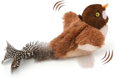 LIFLIX Small Flappy Bird Cat Toy, Interactive Flapping Chirping Wings (No Flying) Cat Toy, Simulated Sparrow Catnip Toy for Indoor Cats and Kittens, Sound on/Off Switchable, 5.51×4.72×1.97 Inches by LIFLIX