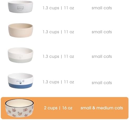 Pearhead Ceramic Cat Bowl, Holds 12 oz, Whisker-Friendly Pet Dish for Food and Water, Cute Cat Face Design (Pack of 2) - Image 3
