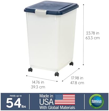 IRIS USA Dog Food Storage Container, Up to 54 lbs, Navy/Pearl, Made in USA - Image 3