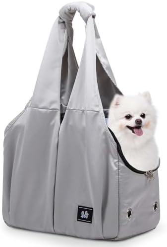 Dog Purse Carrier for Small Dogs, Cats, and Puppies – Soft-Sided Travel Pet Tote Bag with 4 Large Pockets, Foldable, Lightweight, Fits Pets up to 15 lbs, for Travel, Outings (Grey) by Unknown