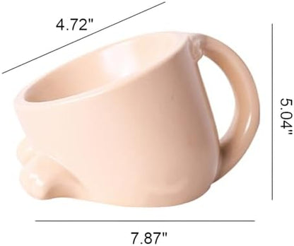 Raised Cat Bowls with Handle Tilted Cat Dish Ceramic Pet Food Water Bowl for Indoor Outdoor Kitten Small Dogs Puppy Pink - Image 2
