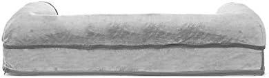 Furhaven Orthopedic Dog Bed for Medium/Small Dogs w/ Removable Bolsters & Washable Cover, For Dogs Up to 35 lbs - Faux Fur & Velvet Sofa - Smoke Gray, Medium - Image 5
