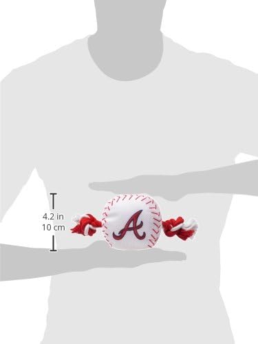 MLB ATLANTA BRAVES Baseball Rope Toy for DOGS & CATS. Tough nylon, Sporty Baseball Design, Heavy-duty ropes with Inner SQUEAKER