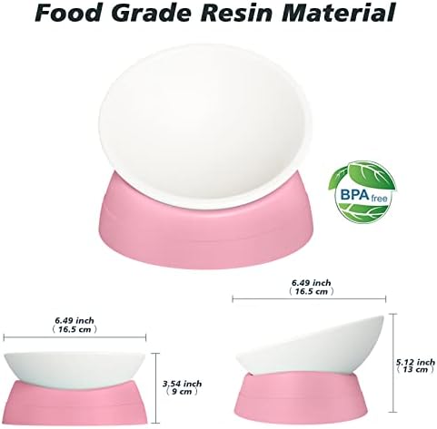 Elevated Cat Bowl, Adjustable Raised Slanted Food Bowl for Cats and Small Dogs, Wide Shallow PP Dish with TPR Non Slip Base, Whisker Friendly, 17 oz - Image 4