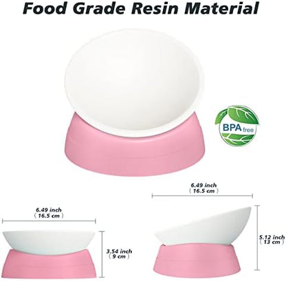 Elevated Cat Bowl, Adjustable Raised Slanted Food Bowl for Cats and Small Dogs, Wide Shallow PP Dish with TPR Non Slip Base, Whisker Friendly, 17 oz - Image 4
