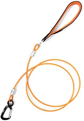 Mighty Paw Dog Leash - Anti Biting Pets Leashes - Chew Proof Metal Cable - Ideal for Large Dogs and Teething Puppies - Braided Cord with Padded Handle - Six Foot - Orange by MightyPaw