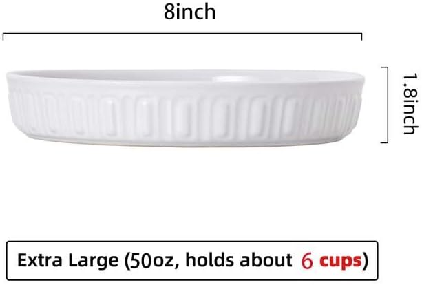 Fun Elements Shallow Dog Bowls, 8" Ceramic Dog Food Plate for Small and Medium Breeds, Non-Slip, Flat and Wide, Dishwasher Safe, Suitable for Puppies and Kittens (White)