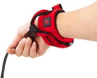 Gooby Neoprene Wrist Band Sport Leash - Red, 6 FT - Comfortable Hands Free Leash with Elastic Band for Small, Medium and Large Dogs